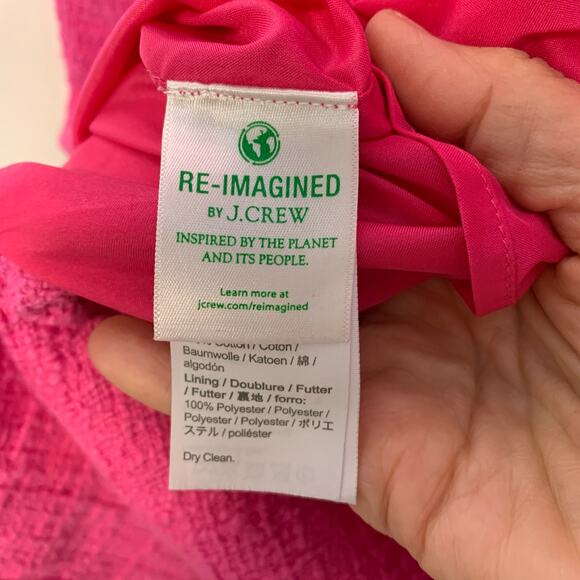 J Crew Shift Dress Pink Boucle Cotton Rick Rack Trim Sz 4P - Picture 11 of 14